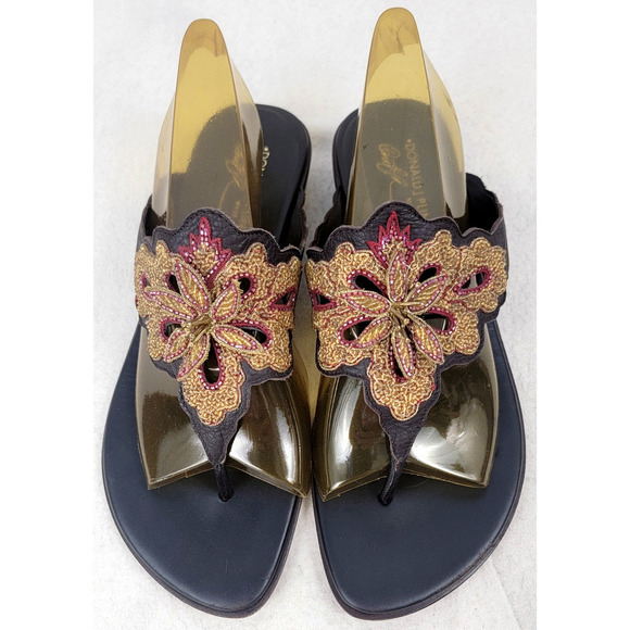 Donald J. Pliner Gusa Beaded Flower Sandals Made in Italy Women's Size 9.5 - Picture 4 of 12